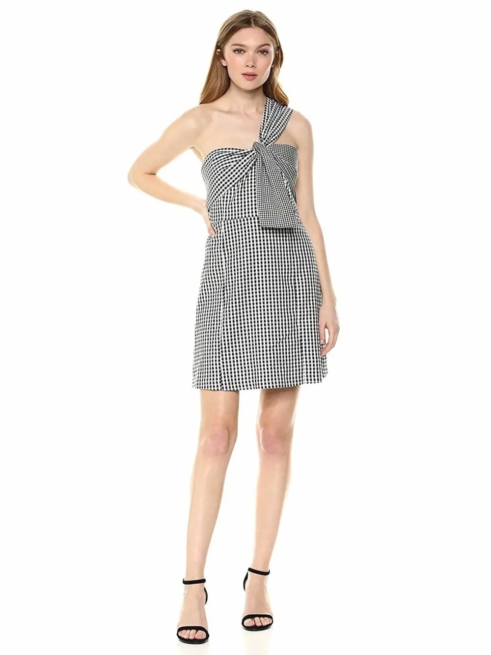 Sam Edelman Black & White Gingham Dress with Bow Detail